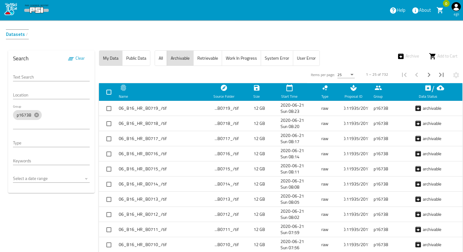 Select archivable datasets