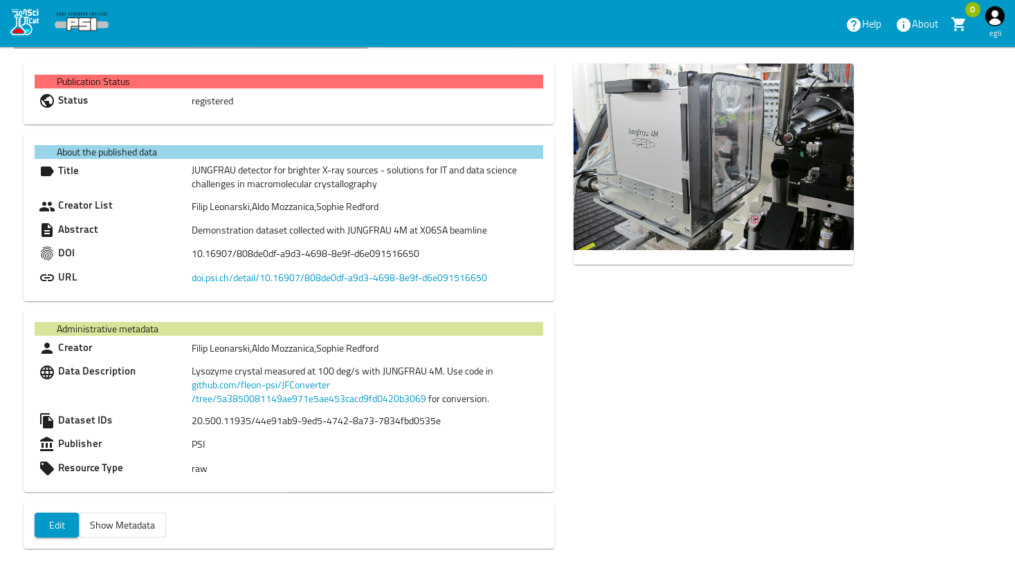 Showing entered metadata for publication