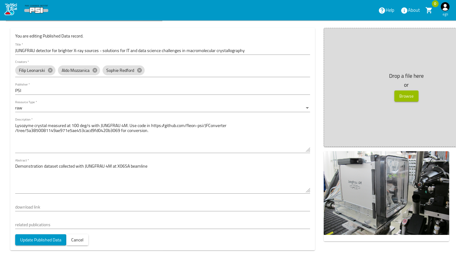 Editing metadata for publication